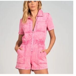 Elan Pink Denim Romper size medium